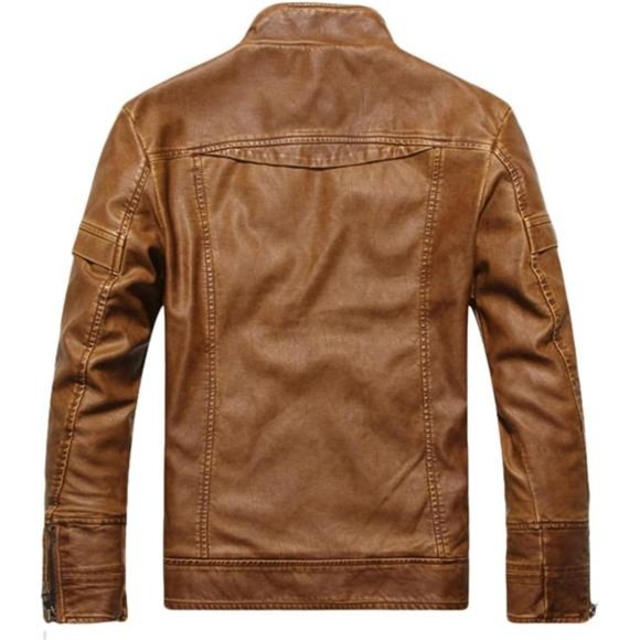 Vintage Loose PU Leather Jacket with Stand Collar main image 0